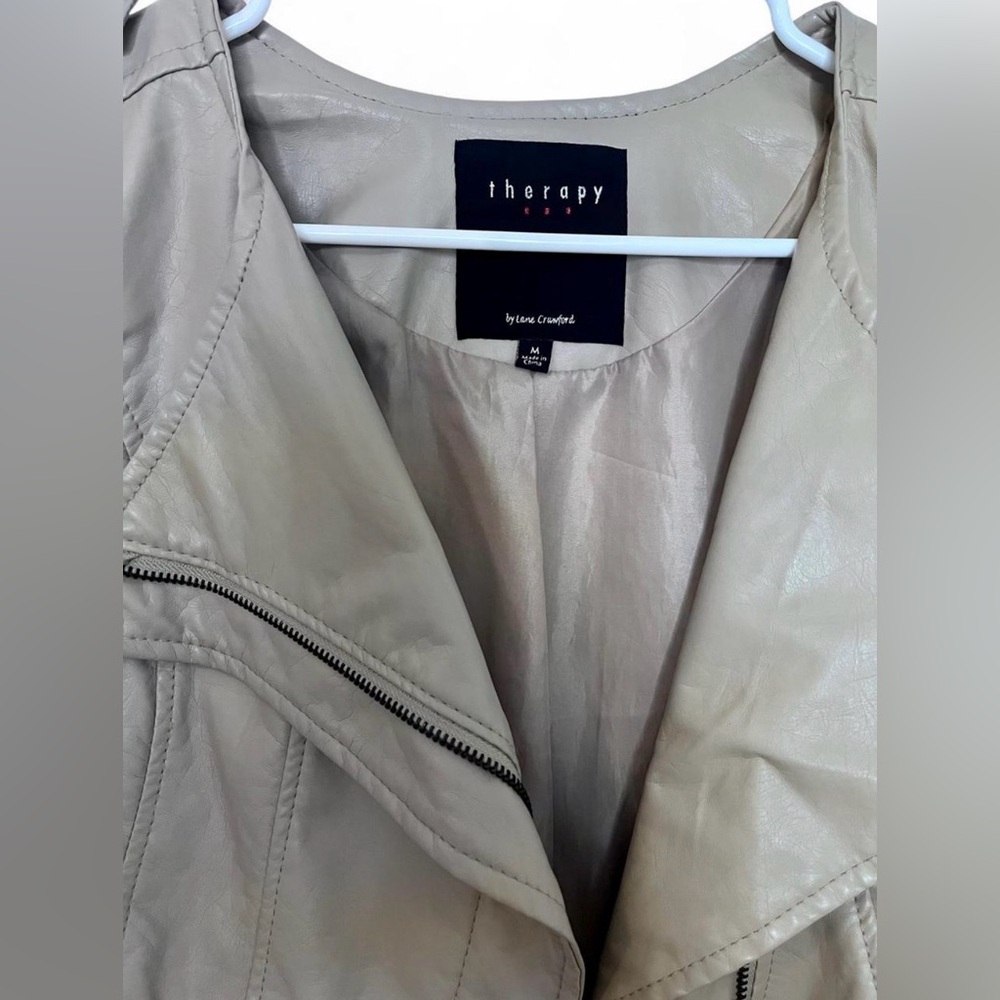 Therapy Beige Faux Leather Jacket for Women size Medium - Picture 2 of 8